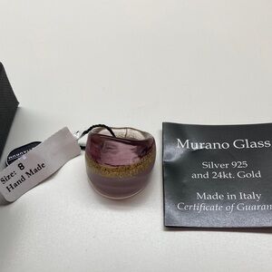 Murano Pink and Gold Ring